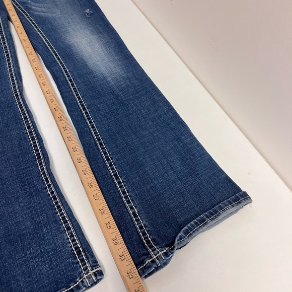 R&R Cowgirl 29"x24" Tall Bootcut Flare Low Mid Rise dark blue distressed - Picture 11 of 11